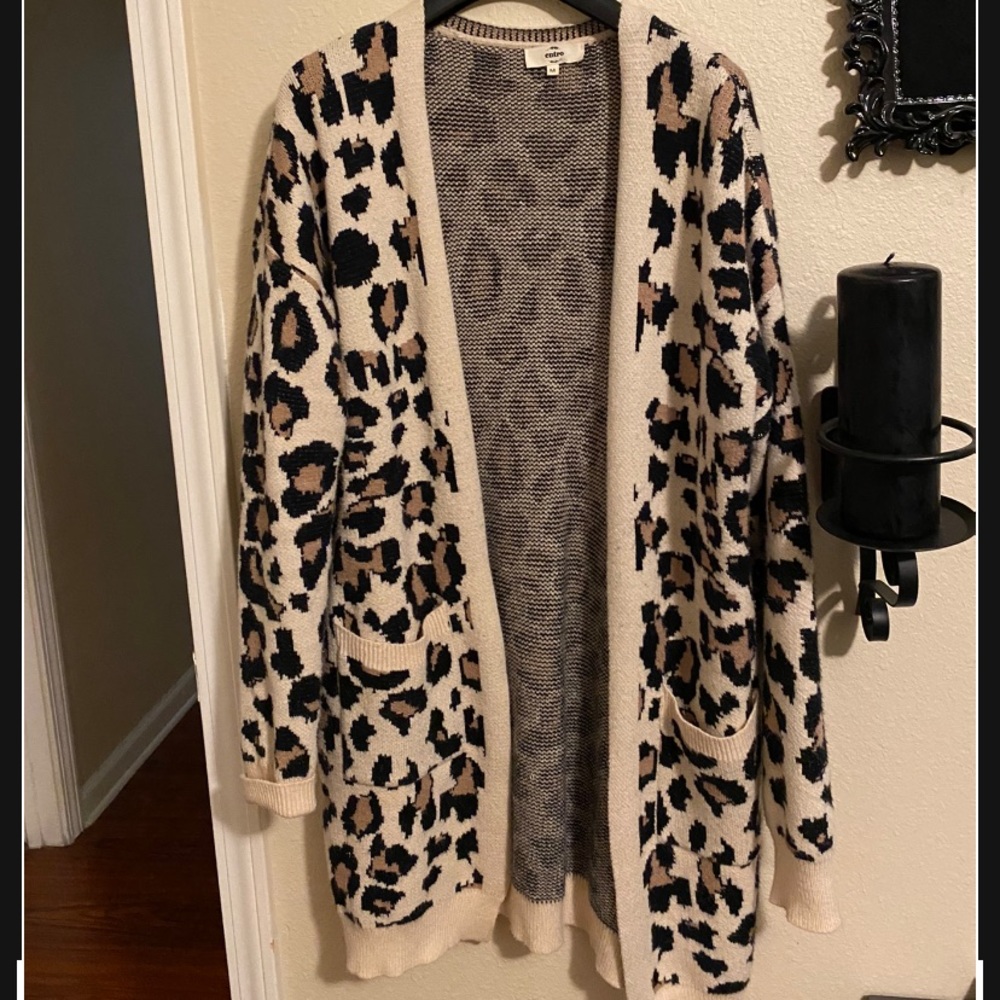 Leopard print long cardigan